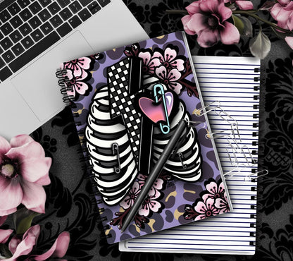 Gothic & Punk Ribcage Notebook Hand Drawn Detail  – 160 Lined Pages for Daily Tasks, Notes, and Personal Writing