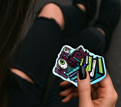 Horror Girl Book Lover Sticker: Gothic Waterproof Vinyl Decal