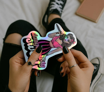 Gothic Pin-Up Girl Sticker: Dangerously Sweet, Waterproof Vinyl