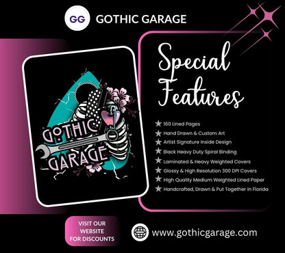 1950’s Goth Female Glamour Notebook - Hand Drawn Detail  – 160 Lined Pages for Daily Tasks, Notes, and Personal Writing