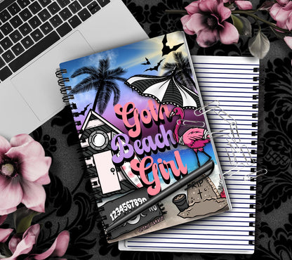 Goth Beach Girl Notebook– Hand Drawn Dark Paradise – 160 Lined Pages for Daily Tasks and Notes