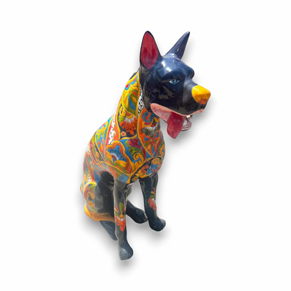 Huge Talavera Dog Statue | Colorful Mexican Ceramic Statue