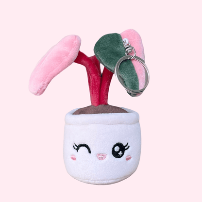 Pink Princess Philodendron Plush Keychain – 5" Plant Bag Charm - Creative Freedom Collective