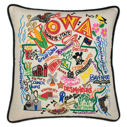 Iowa Hand-Embroidered Pillow