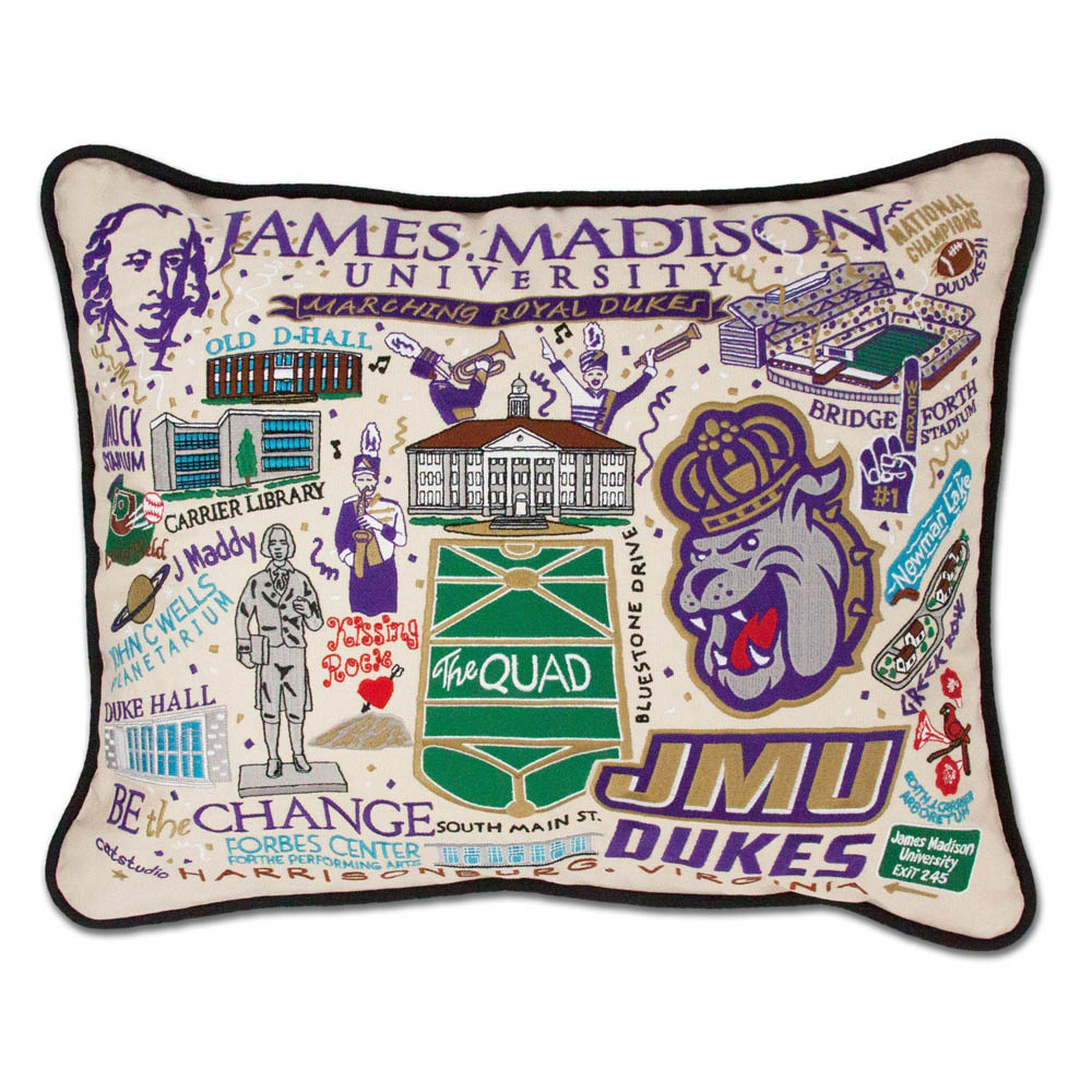 James Madison University Collegiate Embroidered Pillow by CatStudio Quirks!