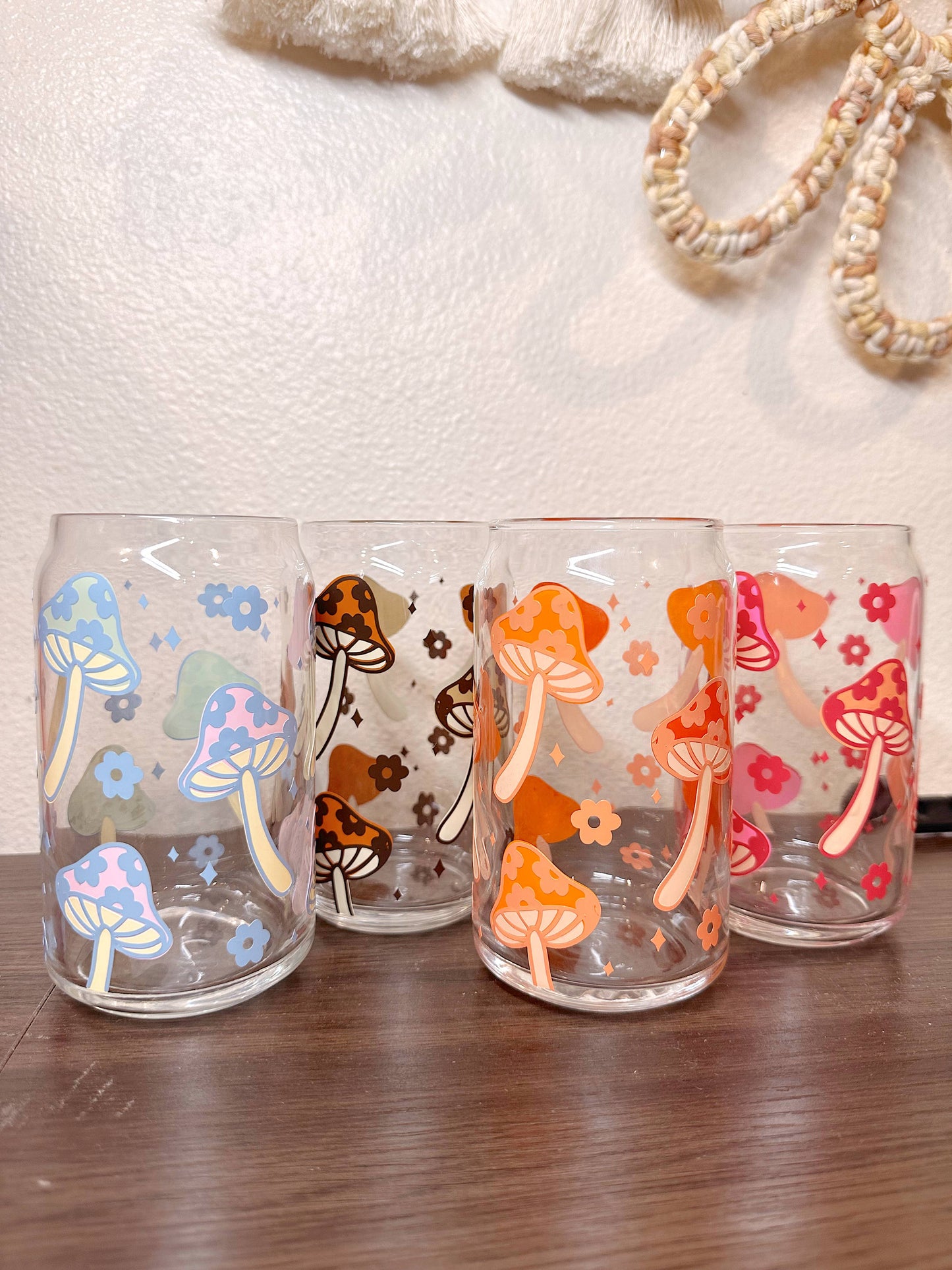 Retro Mushroom Glass Cups