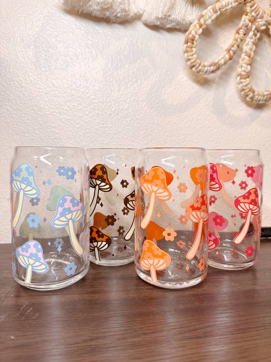 Retro Mushroom Glass Cups