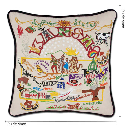 Kansas Hand-Embroidered Pillow Quirks!