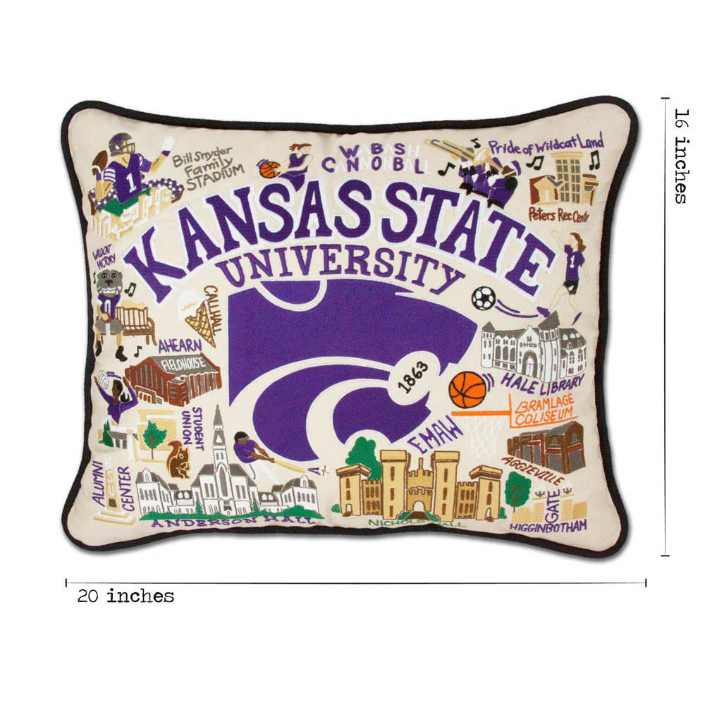 Kansas State University Collegiate Embroidered Pillow by CatStudio Quirks!