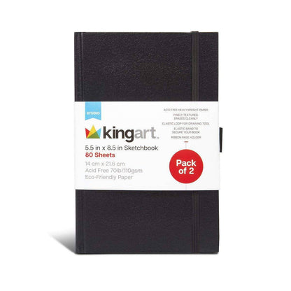 Hardcover Sketchbook 5.5” x 8.5” (2 Pack, 80 Sheets Each)