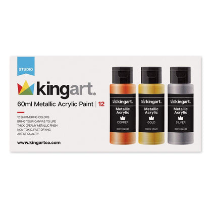 Acrylic Paint - 12 Metallic Colors 60ml