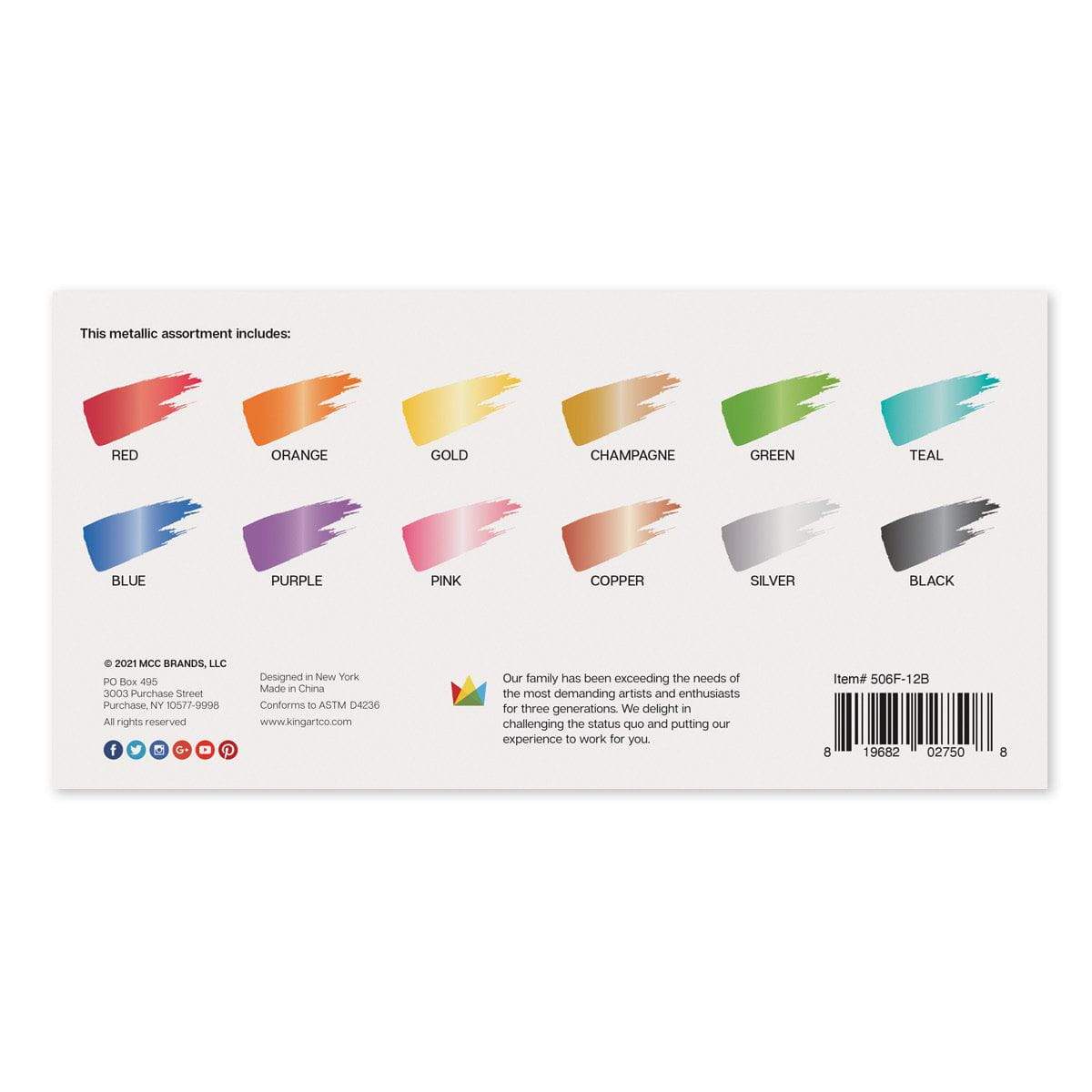 Acrylic Paint - 12 Metallic Colors 60ml