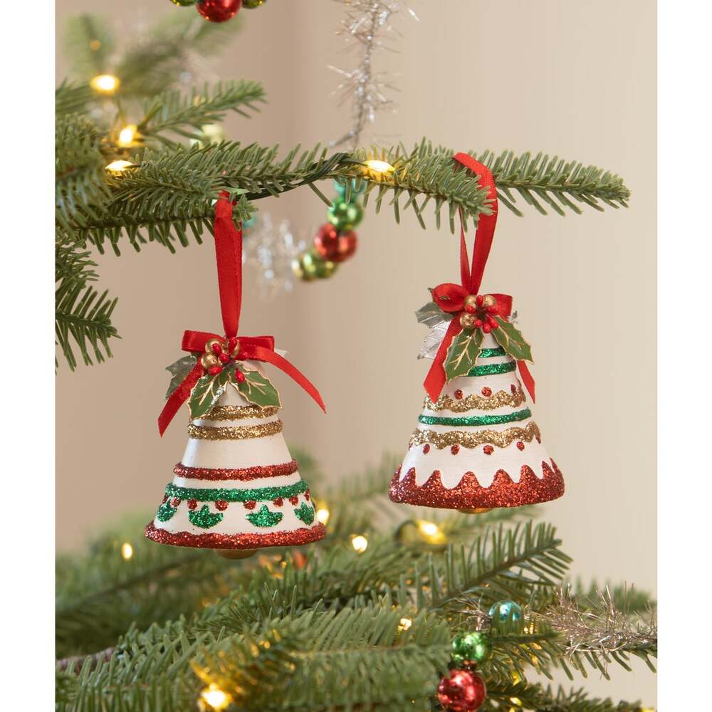 Kitschmas Fun Set/2 Bell Ornaments by Bethany Lowe Designs Quirks!