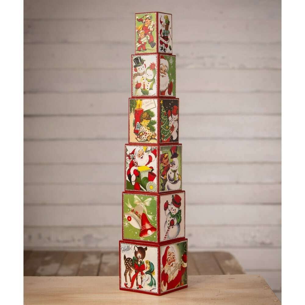 Kitschmas Stacking Blocks Set of 6 by Bethany Lowe Designs