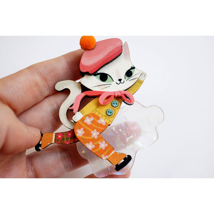 Kitten Skating on Ice Brooch by Laliblue