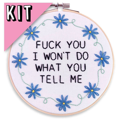 RATM Embroidery Kit - Fuck you I won't do what you tell me