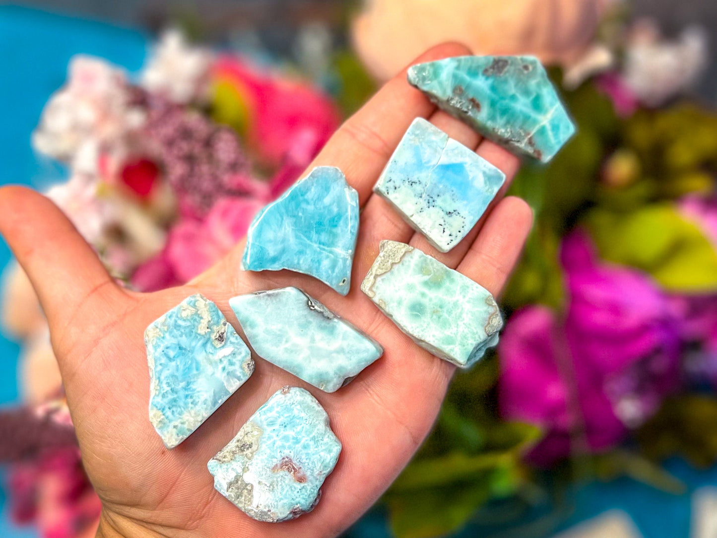 Polished Larimar Slices, Good Quality