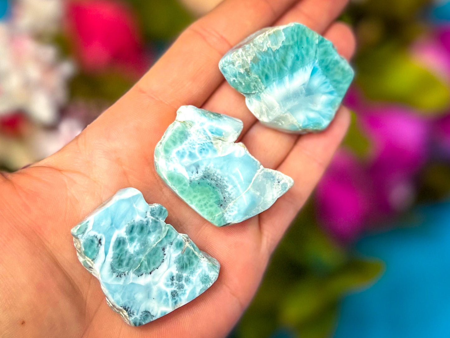 Polished Larimar Slices, Good Quality