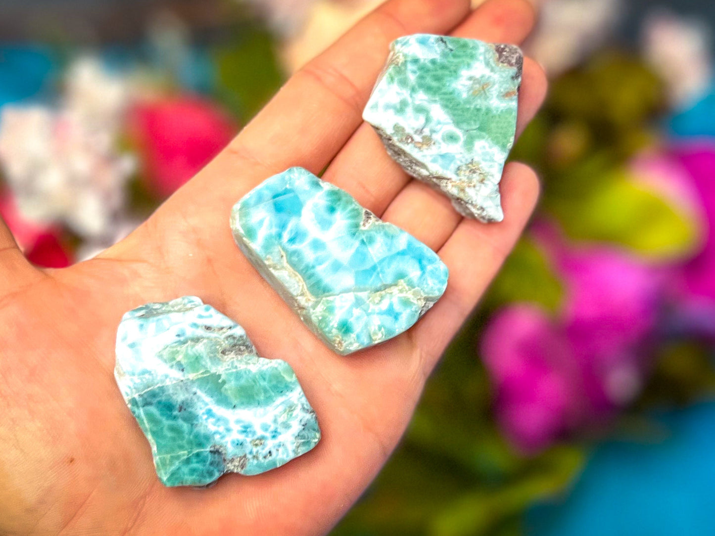 Polished Larimar Slices, Good Quality