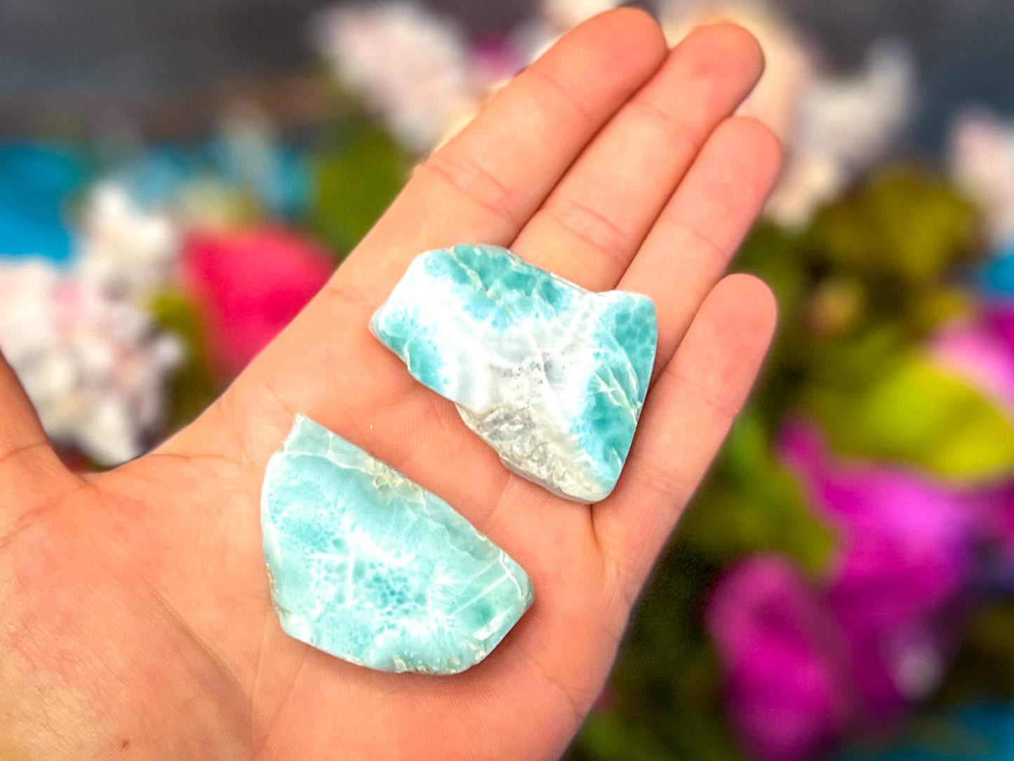 Polished Larimar Slices, Good Quality