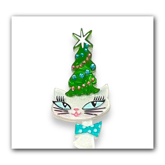Kitty Christmas Hat Brooch by Miss Fluff x Lipstick & Chrome