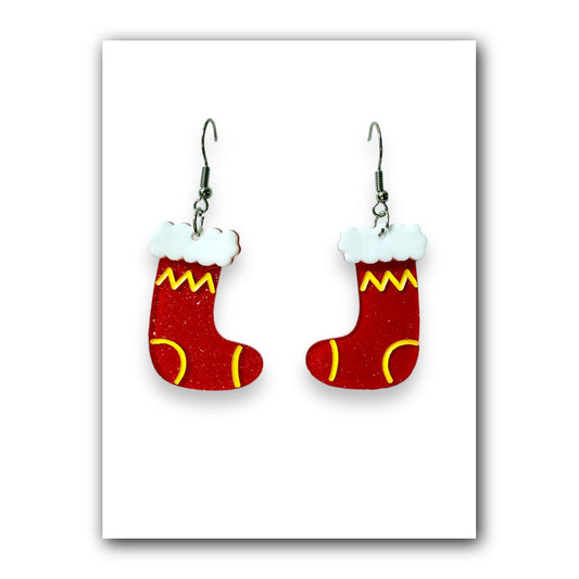 Christmas Stocking Drop Earrings by Lipstick & Chrome