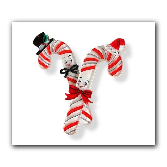 Candy Cane Couple Brooch by 50's Vintage Dame x Lipstick & Chrome