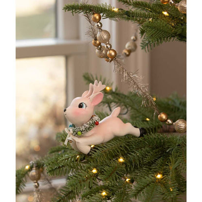 Leaping High Pink Reindeer Clip Ornament by Bethany Lowe