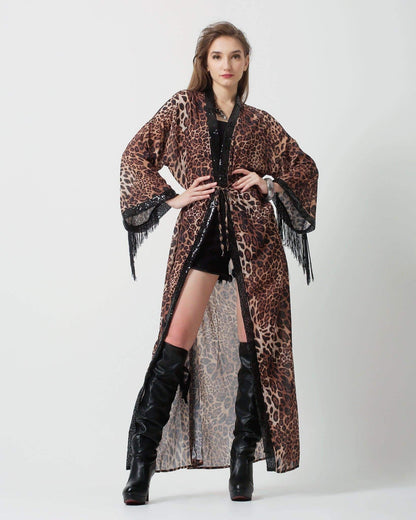 Leopard Animal Print Kimono - Eye Kimono - Festival Clothing Women - Flowy summer kimono -  Rave Outfit