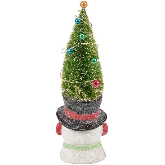Lighted Snowman w/ Bottle Brush Tree Figurine Quirks!