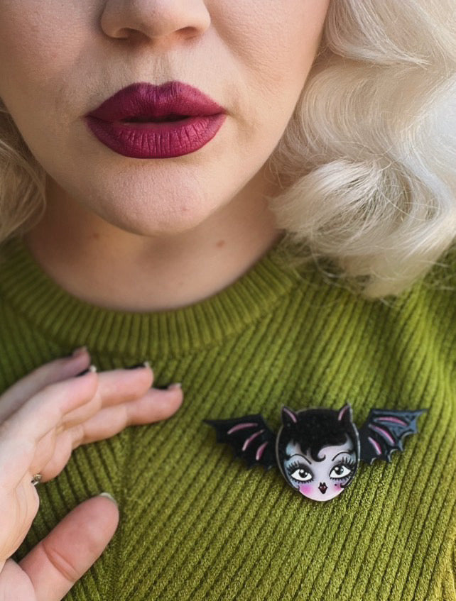 Lily the Vamp Brooch by Miss Fluff x Lipstick & Chrome Quirks!