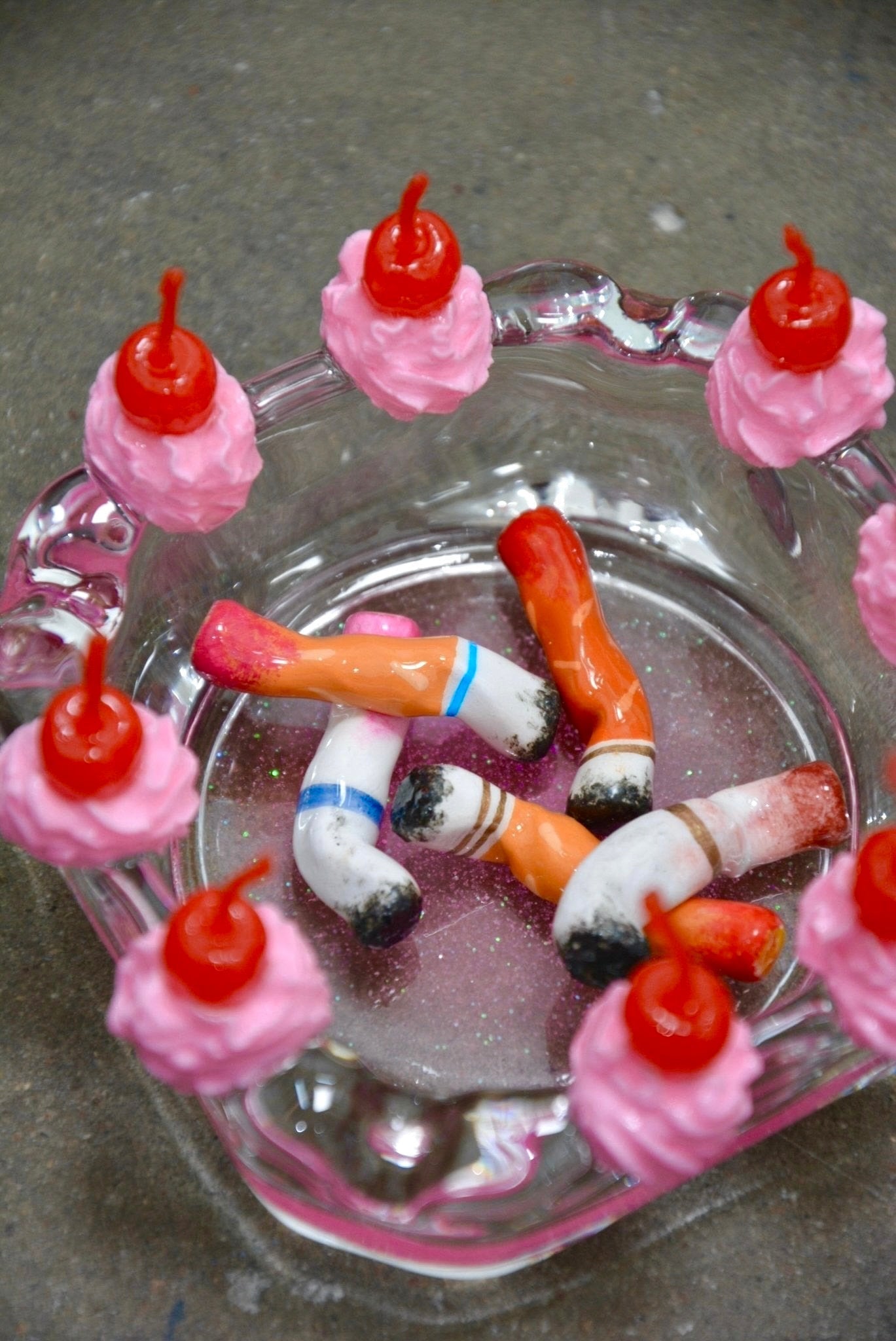 LIPSTICK-STAINED CIGARETTES - SET OF FIVE