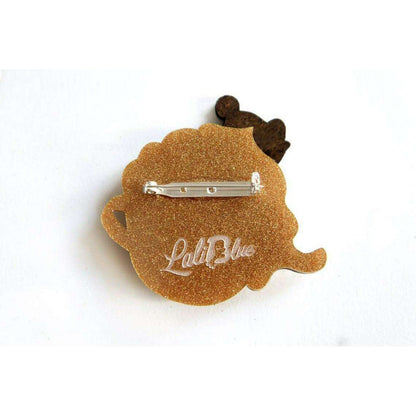 Little Mouse on Cappuccino Cream Brooch by Laliblue