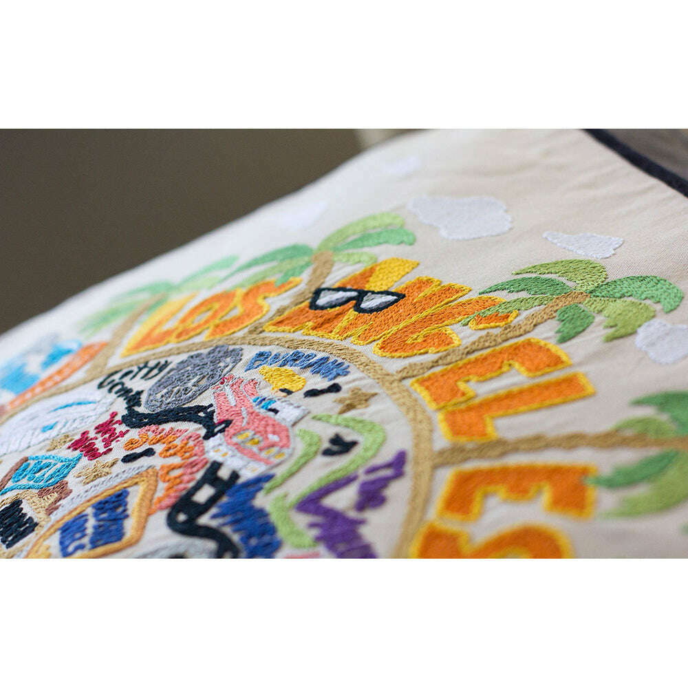 Los Angeles Hand-Embroidered Pillow