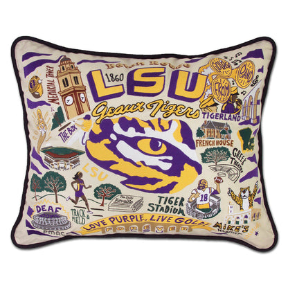 Louisiana State University LSU Collegiate Hand-Embroidered Pillow Quirks!