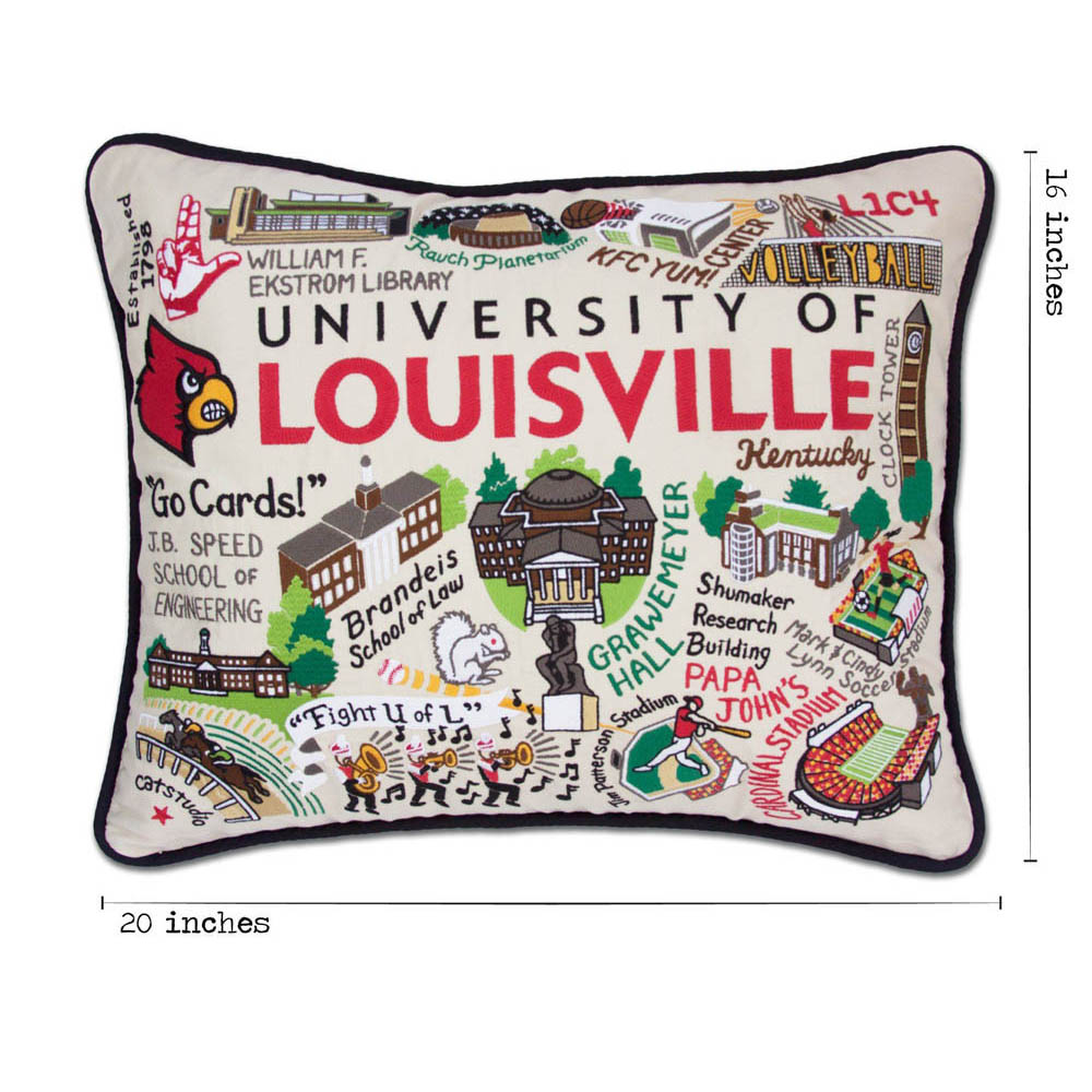 Louisville, University of Collegiate Embroidered Pillow by CatStudio Quirks!