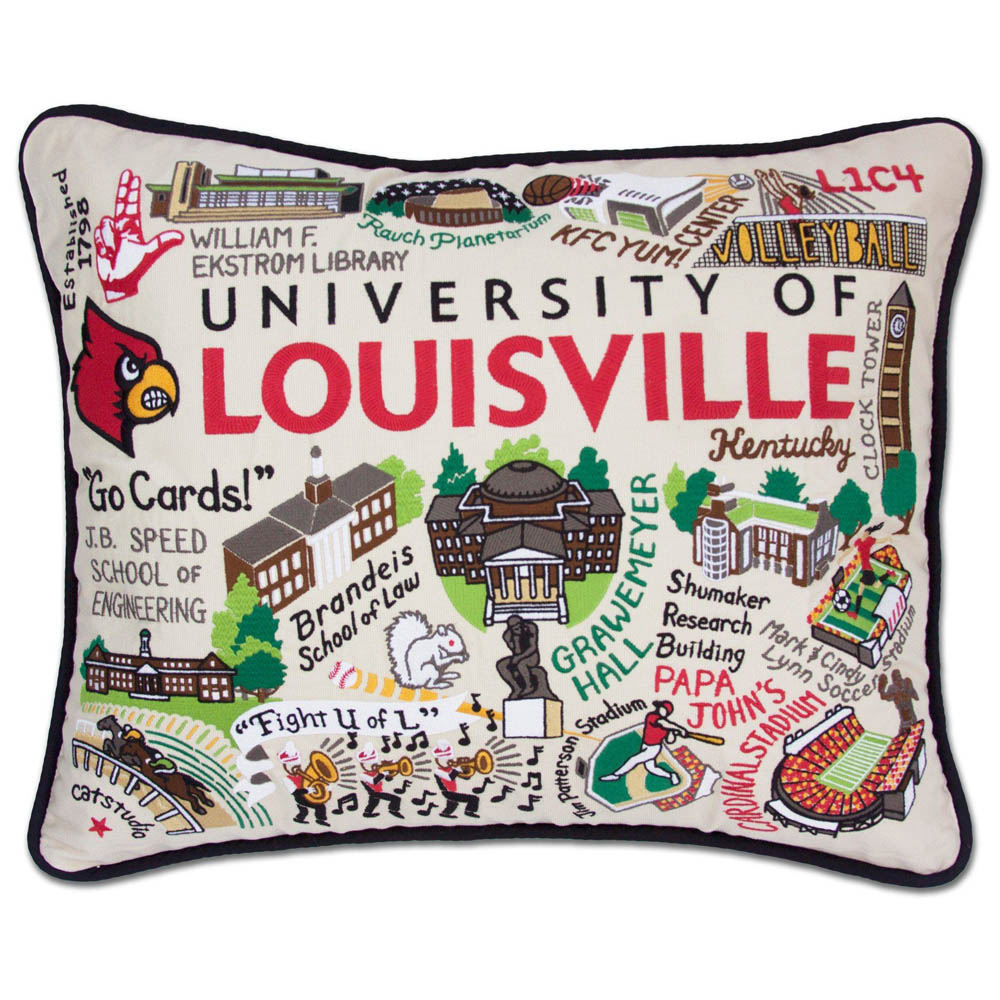 Louisville, University of Collegiate Embroidered Pillow by CatStudio Quirks!