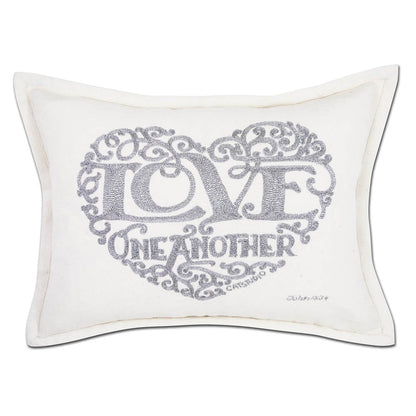 Love Heart Love Letters Hand-Embroidered Pillow - Available in Gold or Silver by CatStudio Quirks!