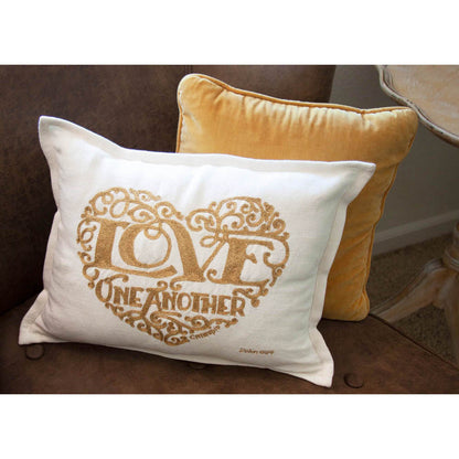 Love Heart Love Letters Hand-Embroidered Pillow - Available in Gold or Silver by CatStudio Quirks!