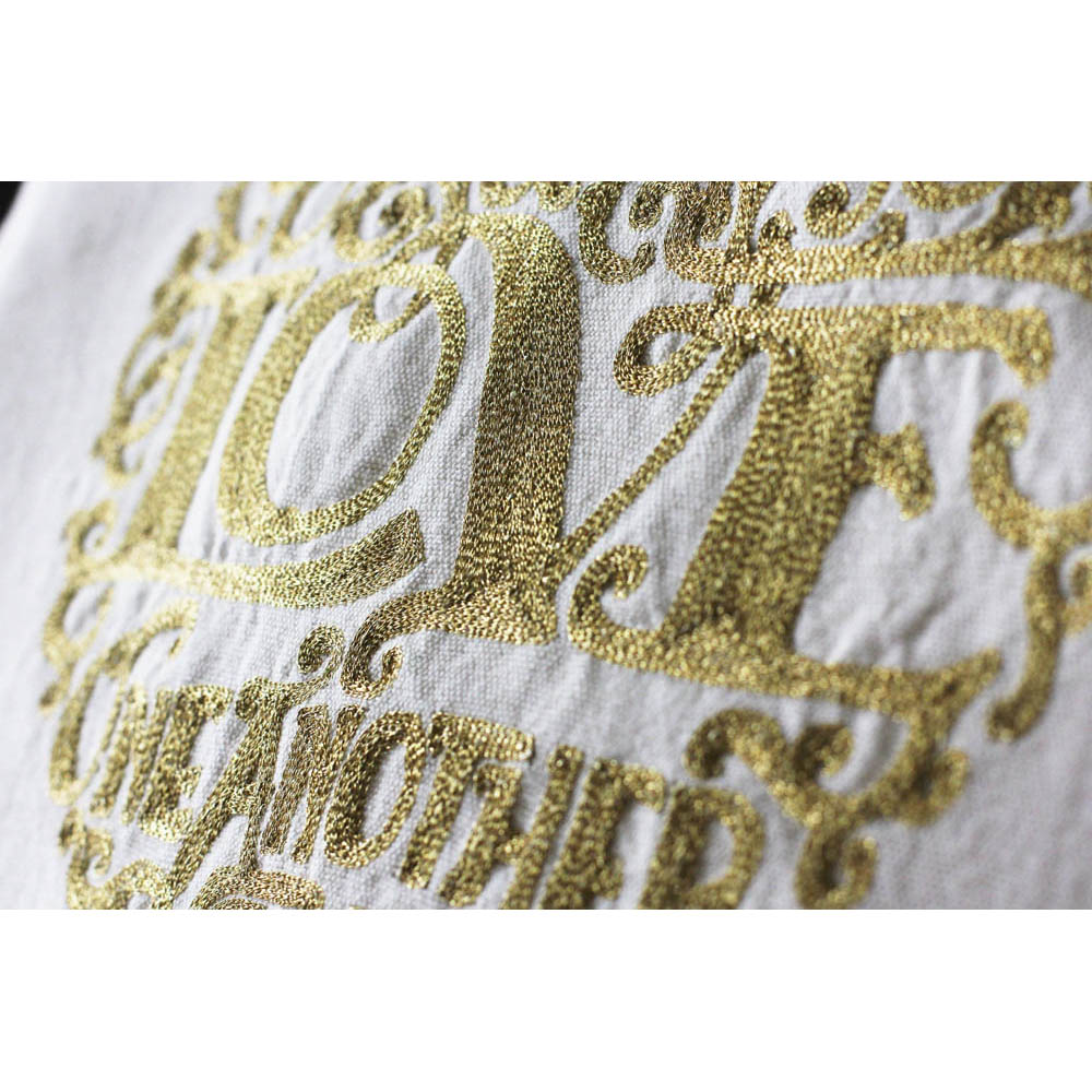 Love Heart Love Letters Hand-Embroidered Pillow - Available in Gold or Silver by CatStudio Quirks!