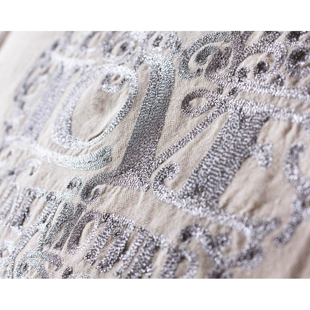 Love Heart Love Letters Hand-Embroidered Pillow - Available in Gold or Silver by CatStudio Quirks!