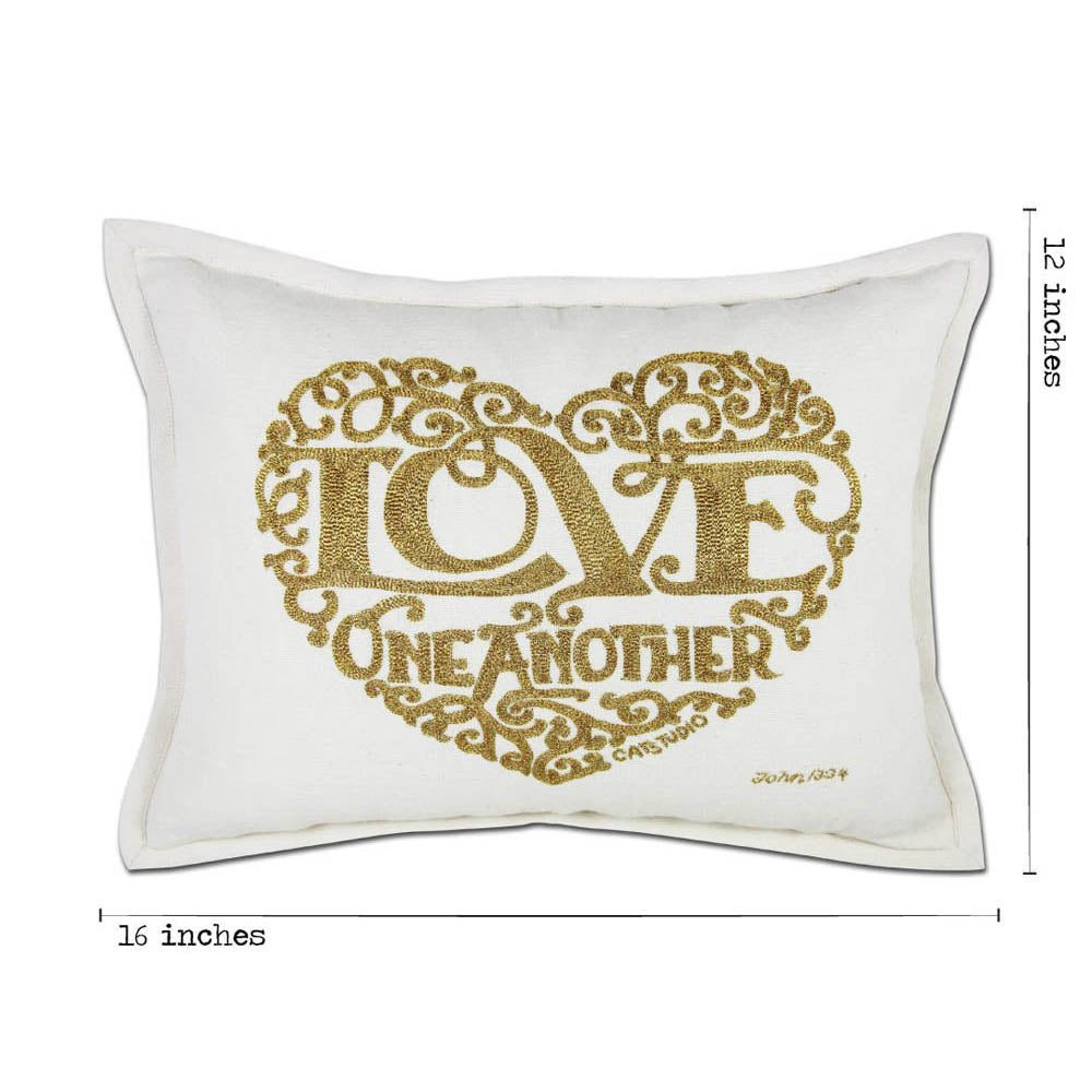 Love Heart Love Letters Hand-Embroidered Pillow - Available in Gold or Silver by CatStudio Quirks!