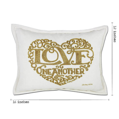 Love Heart Love Letters Hand-Embroidered Pillow - Available in Gold or Silver by CatStudio Quirks!