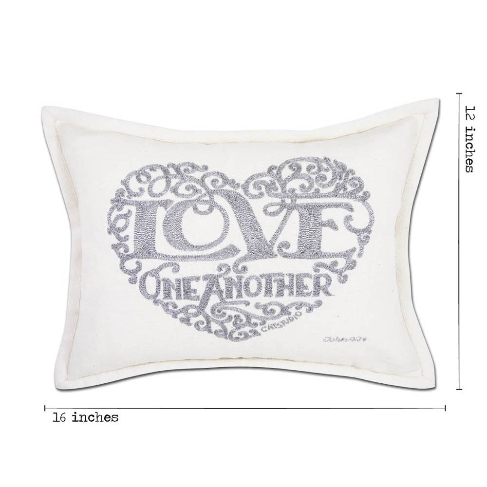 Love Heart Love Letters Hand-Embroidered Pillow - Available in Gold or Silver by CatStudio Quirks!