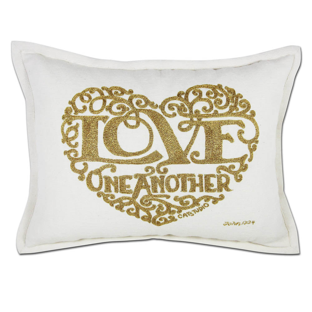 Love Heart Love Letters Hand-Embroidered Pillow - Available in Gold or Silver by CatStudio Quirks!