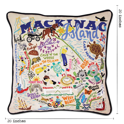 Mackinac Island Hand-Embroidered Pillow by Cat Studio Quirks!