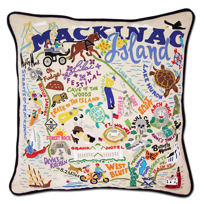 Mackinac Island Hand-Embroidered Pillow by Cat Studio Quirks!