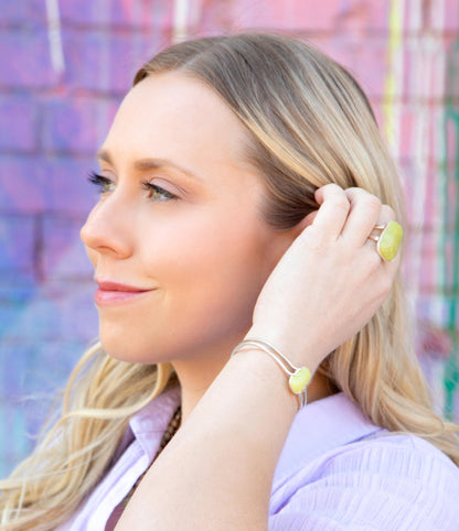 Madeleine Yellow Jade Sterling Silver Cuff Bracelet