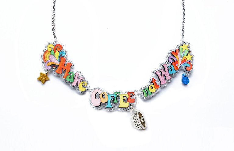 Make Coffee Not War Necklace by Laliblue