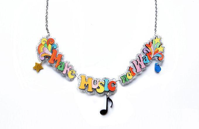 Make Music Not War Necklace by Laliblue